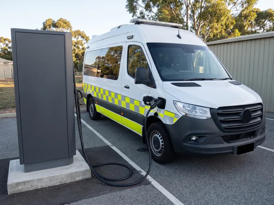 Commercial EV charging at a emergency fleet site in Perth